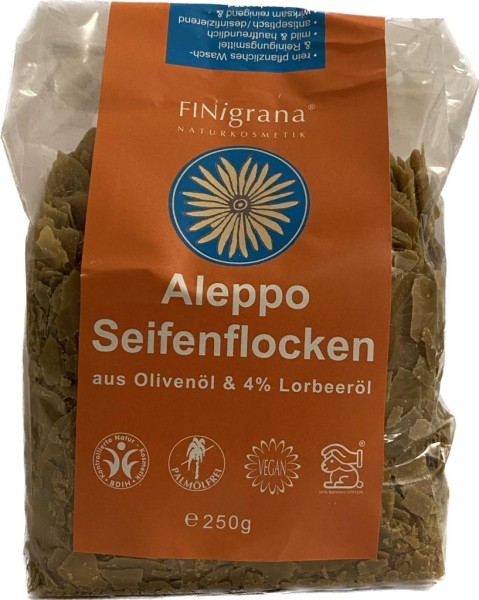 FINingrana Aleppo Seifenflocken Olivenöl & 4% Lorbeeröl 250g