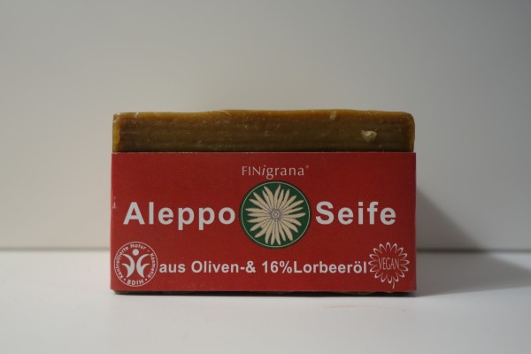 FINingrana® Aleppo Seife aus Oliven - & 16% Lorbeeröl 180g