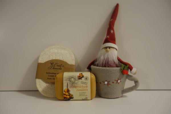 Geschenkeset Schafsmilchseife Sandorn mit Ablage